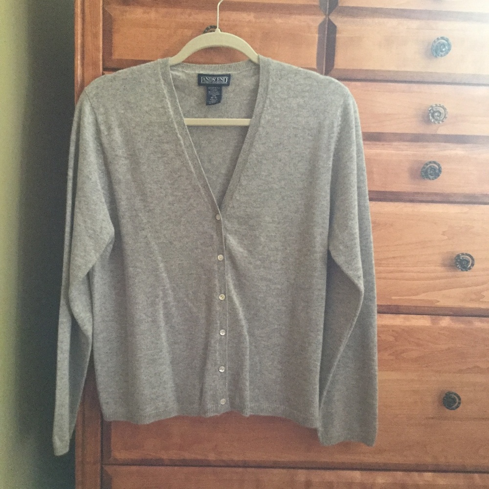 Lands' End cashmere v-neck cardigan sweater